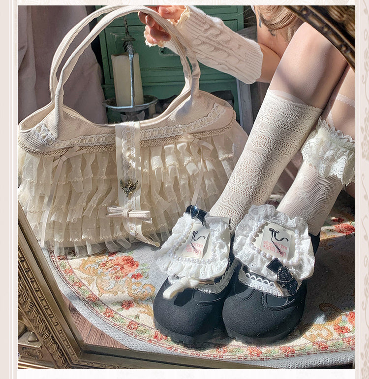 Lolita Bow Patchwork Flat Shoes LE5004