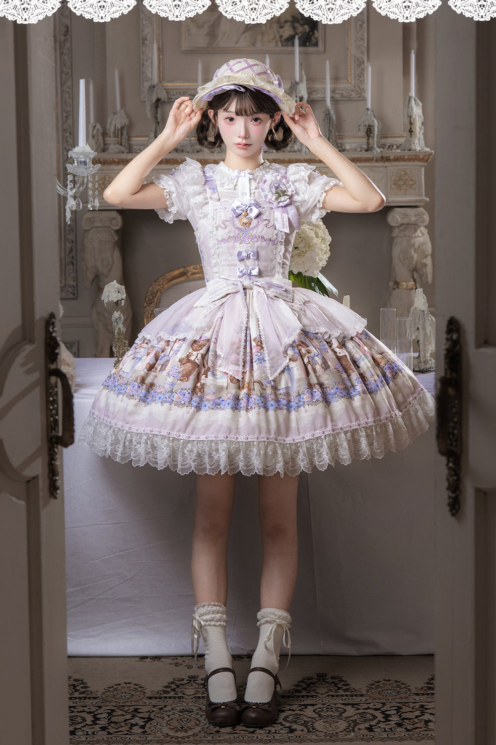 Bear‑Garden Floral Tale Sweet Printed Lolita JSK / OP Dress