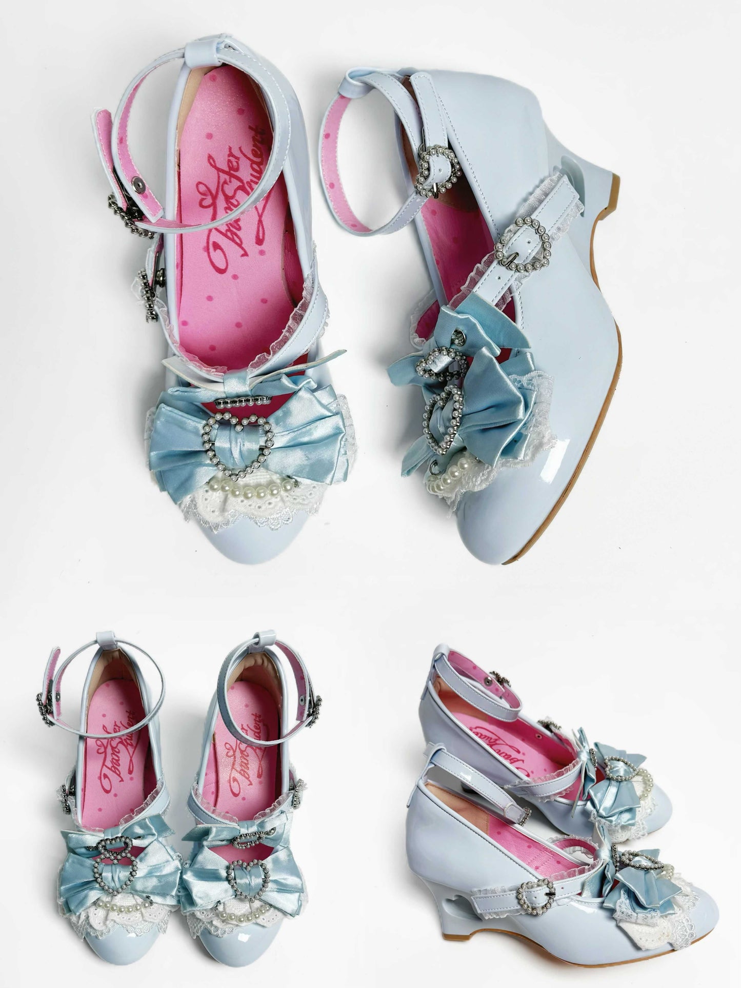 Lolita Sweet Bow Pearl Wedge Heels LE5027