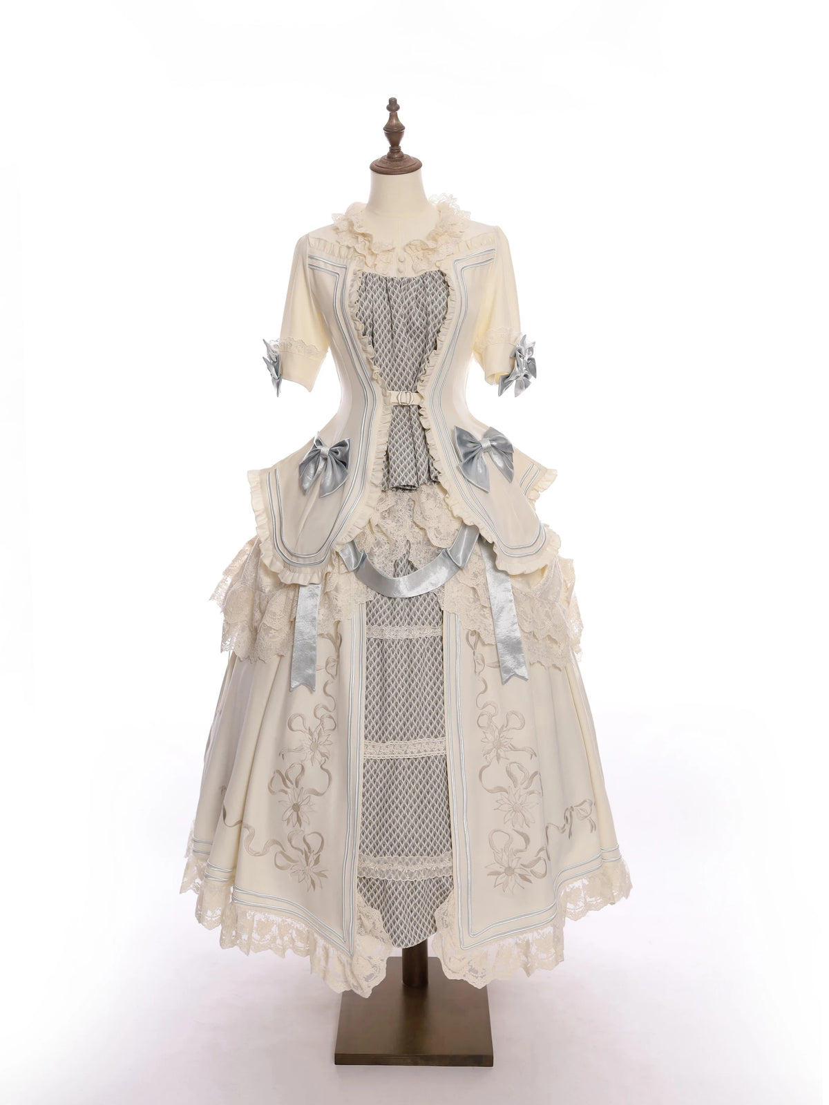 Banquet in Paris Lolita Classic Elegant Embroidered Vintage Blue Bustle SK Set