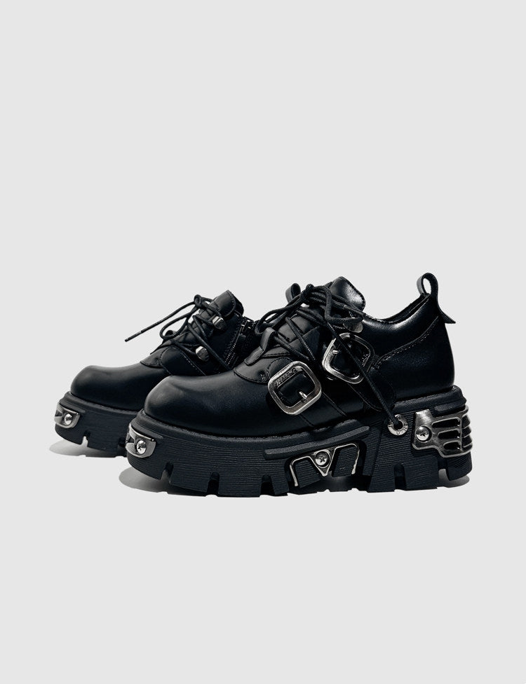 Spanish‑Inspired Dark Gothic Punk Alt‑Fashion Chunky Platform Shoes