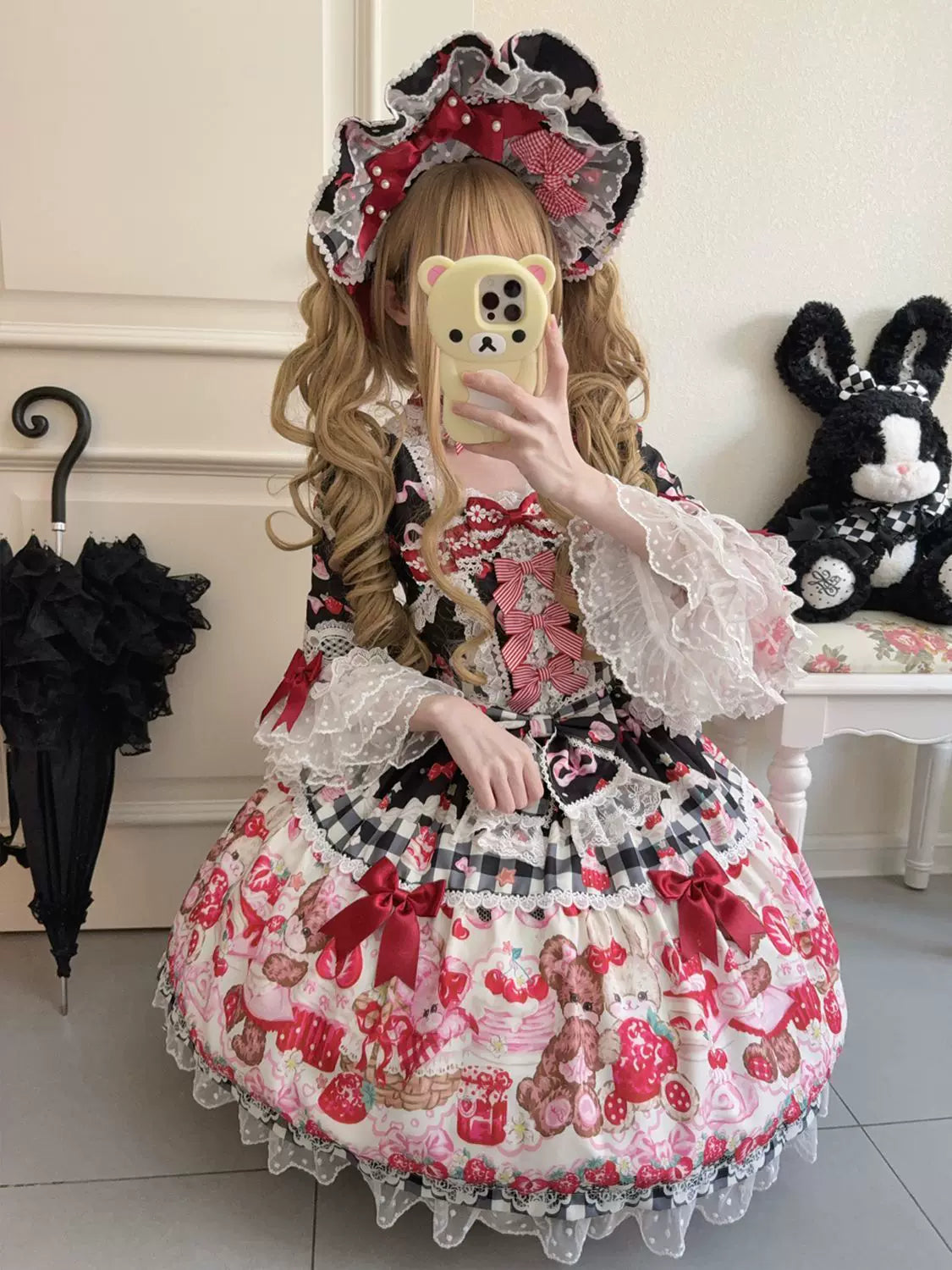 Sweet Berry Rabbit Bear Long Sleeve Sweet Lolita OP Dress