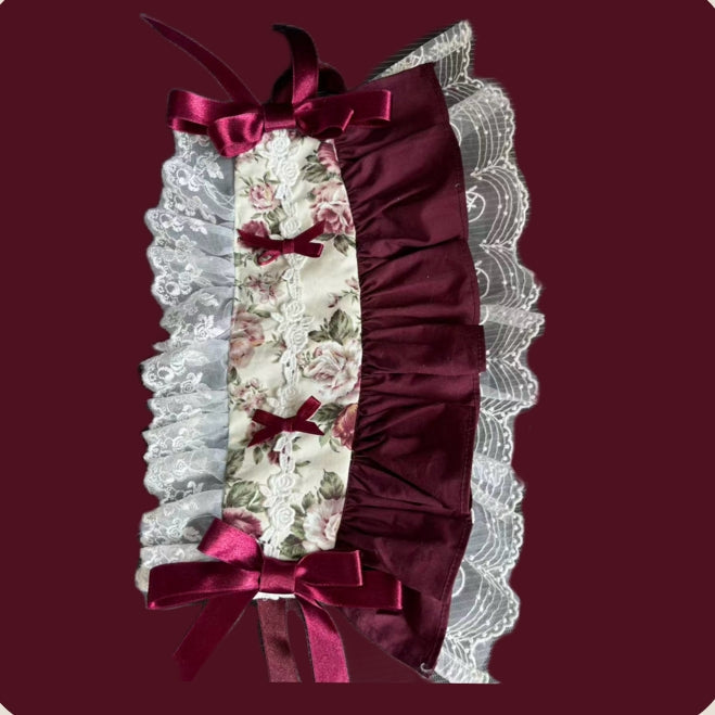 Burgundy Rose Classic Lolita JSK Vintage Japanese Rose Print