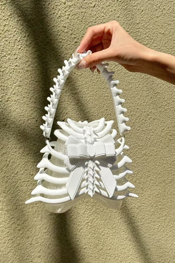 Rib Cage 3D Printed PLA Resin Crossbody White Bag