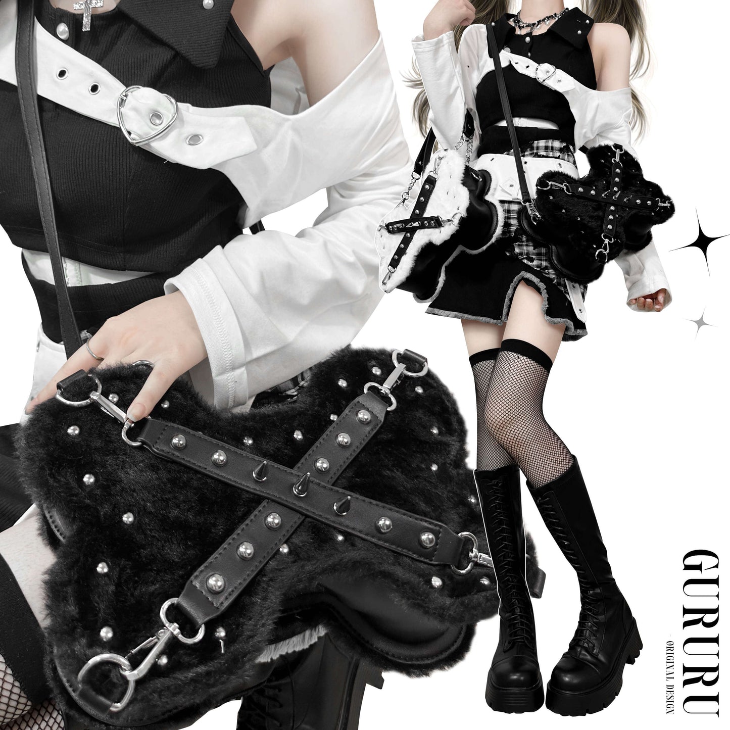 Lolita Gothic Punk Bone Plush Bag LE8005