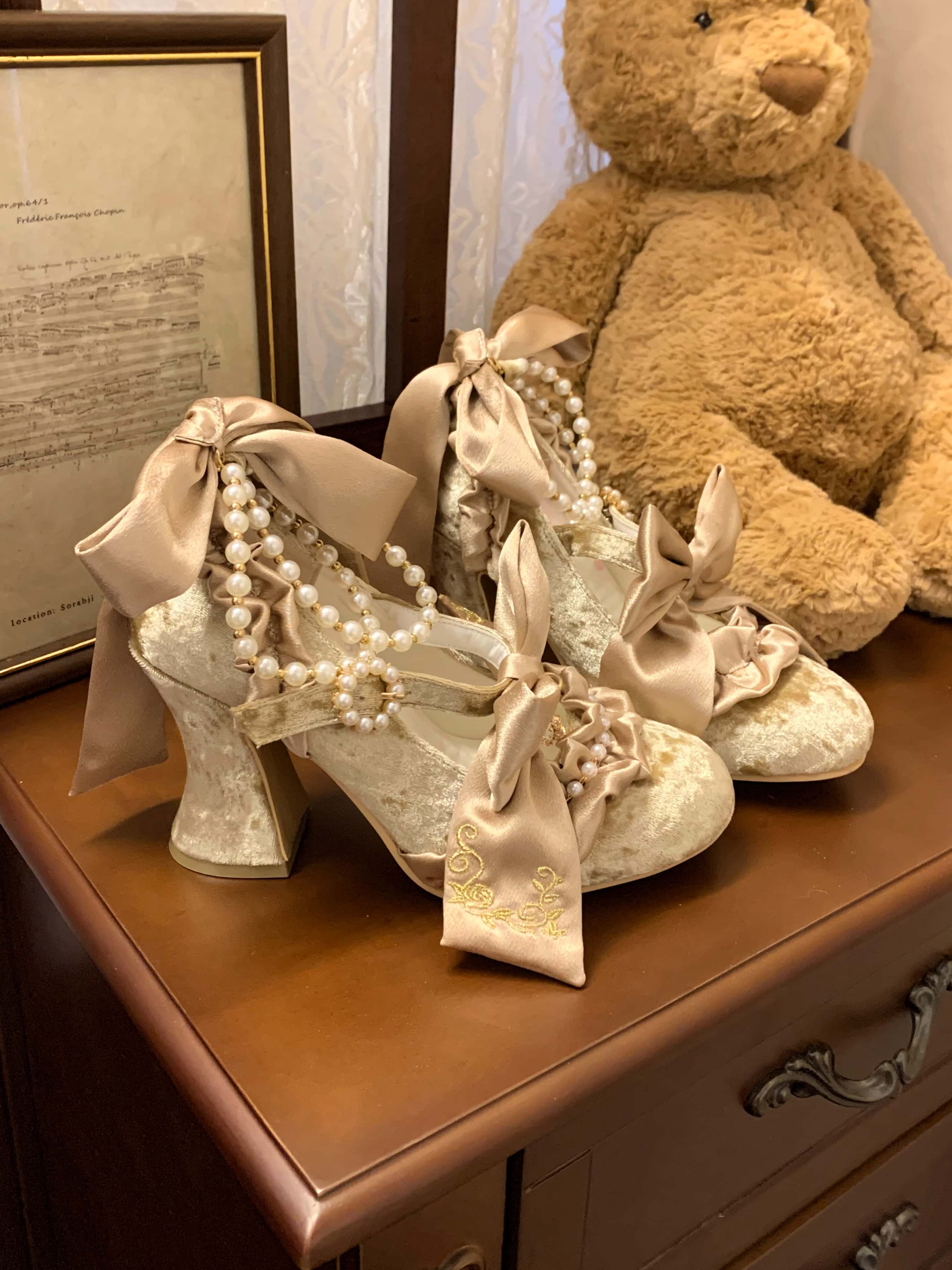 Ribbon Hymn 2.0 Lolita Vintage Heavy Craft Bridal Heels
