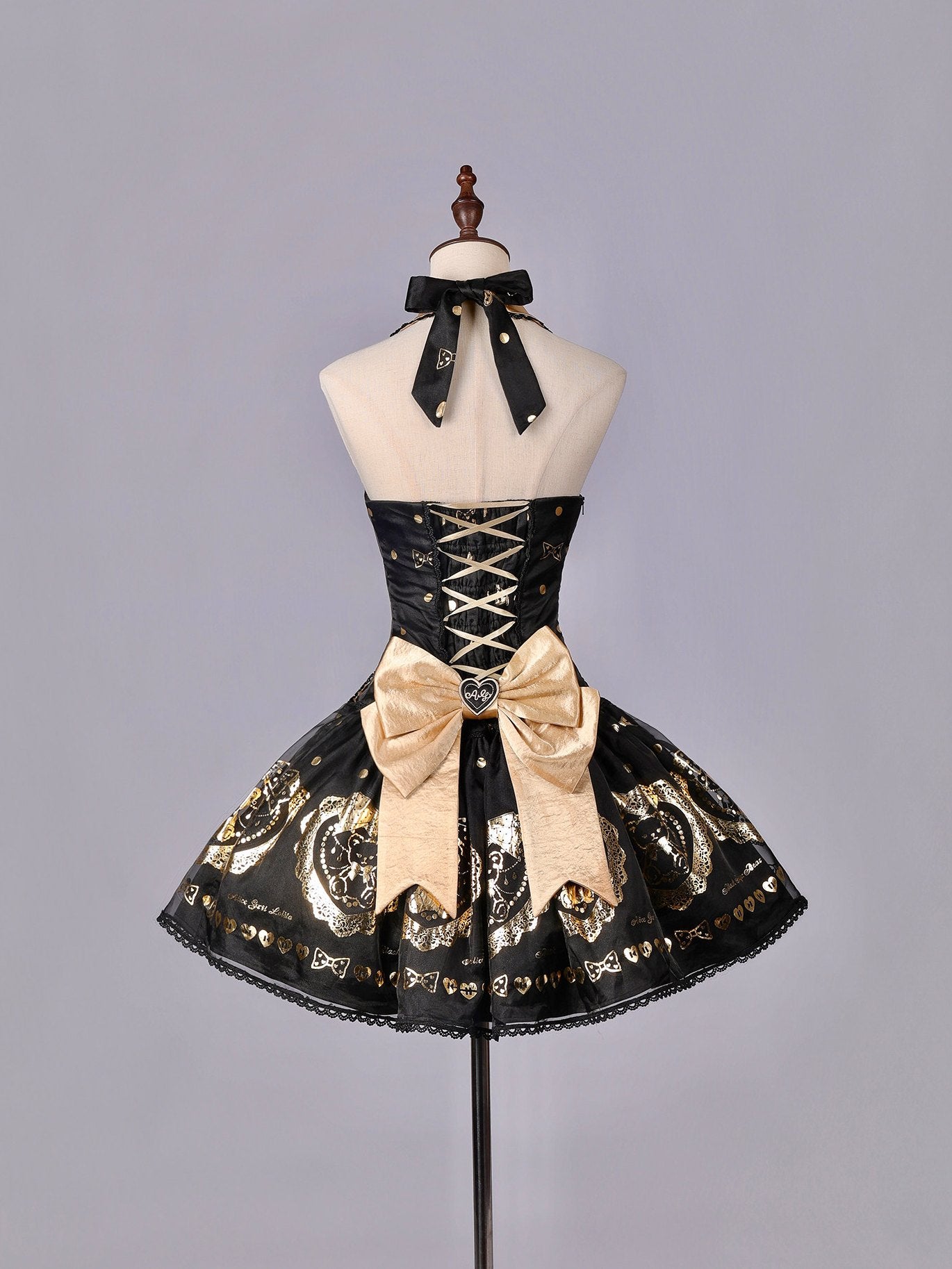 Black Sugar Bear Lolita Black & Gold Dress