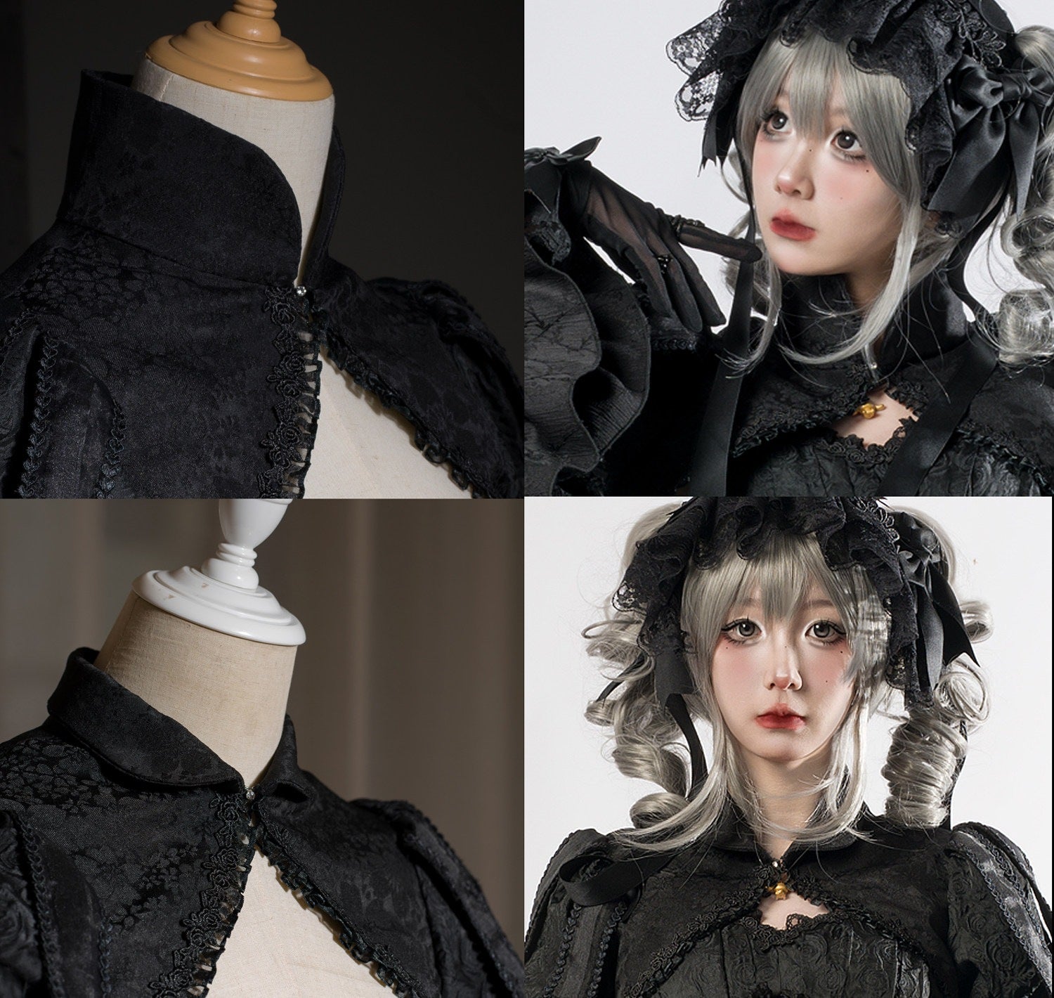 Caliburn Vintage Gothic Black & White Lolita JSK Full Set