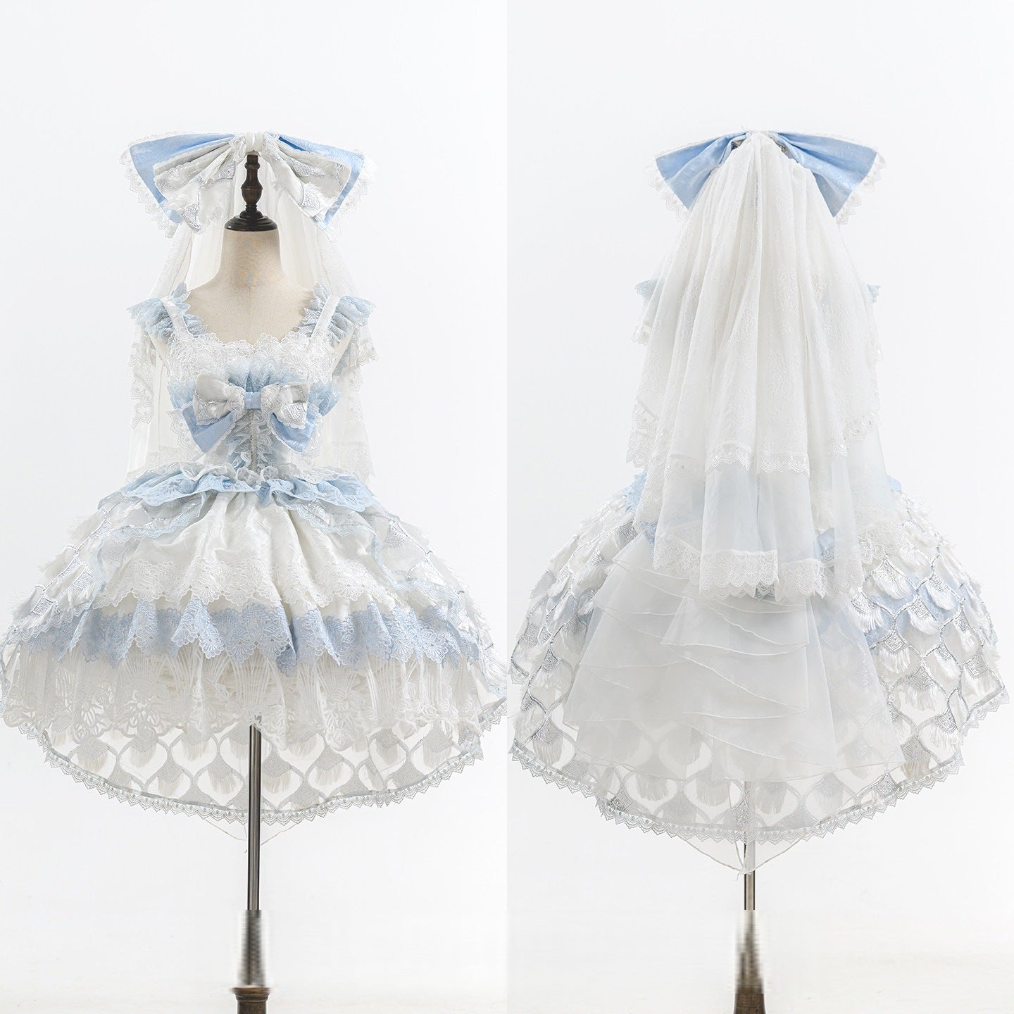 Peacock Feather SP Bridal Lolita Blue & White JSK Dress