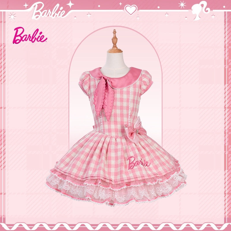 Dreamy Daydream x Barbie Collab Lolita Halter Mini‑Sleeve OP Dress