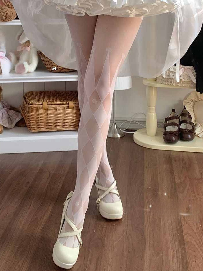 Lolita Gothic Circus Print Ultra-Sheer Tights