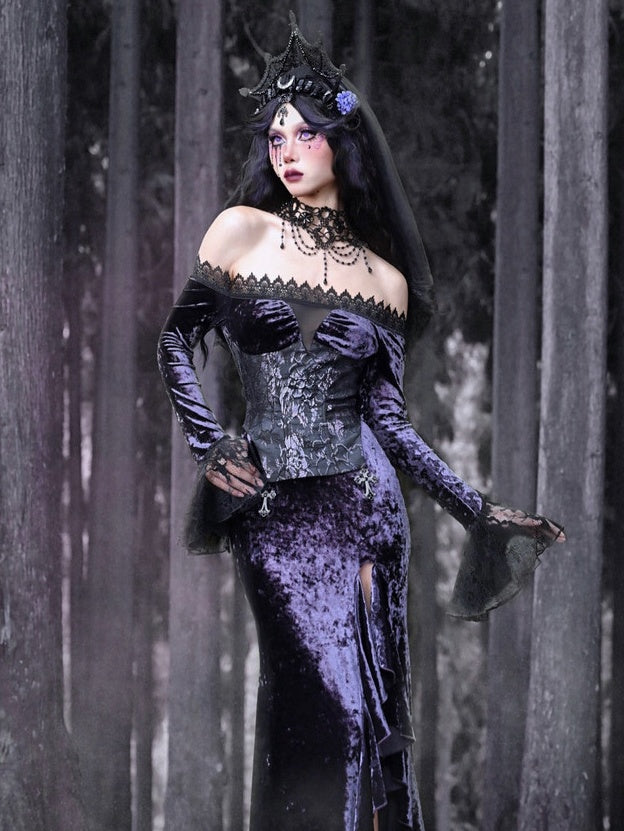 Lunar Ritual Gothic Long-sleeve Dress