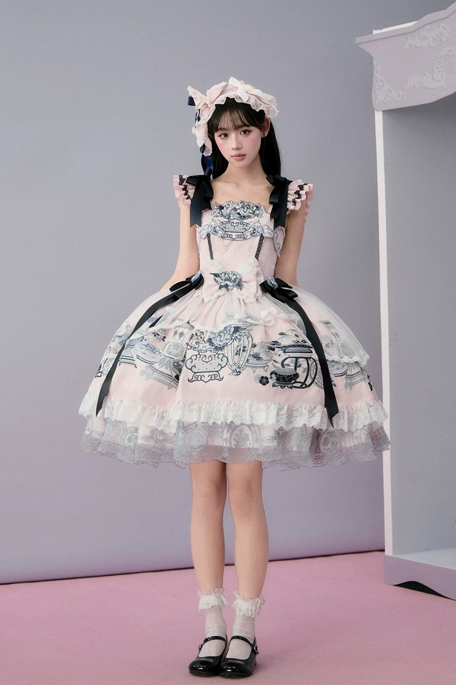 Celadon Jade Cup Japanese Style Pink JSK Dress