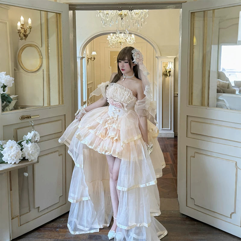 Women's Mousse Love Song Pink Short JSK Ballet Light Wedding Elegant Slimming Dress