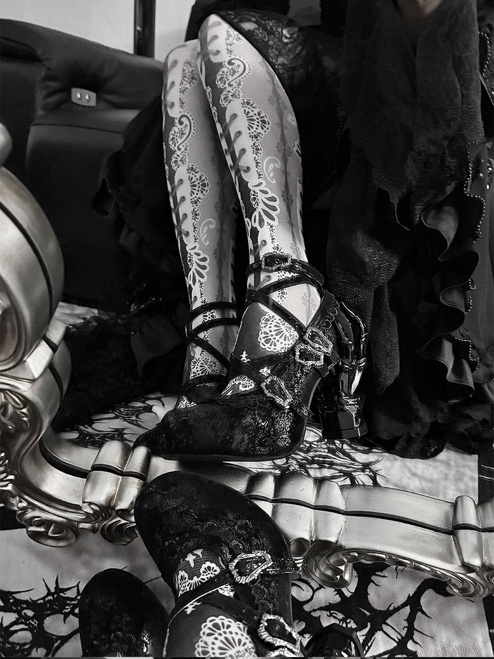 Sacred Bone Diary Skeletal Hand Heel Gothic Lolita Heels