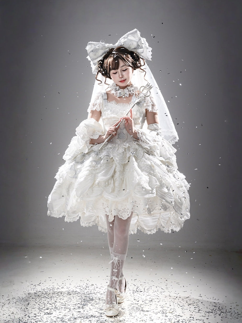 Peacock Feather SP Bridal Lolita White JSK Dress