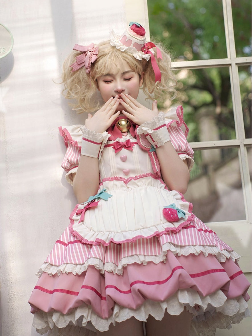 Berry Bubble Blossom Sweet Maid Lolita OP & Apron Set