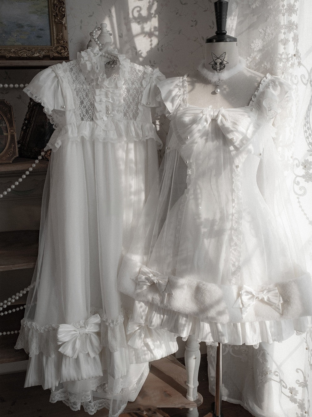 Transparent Puppet Lilisia & Luluna Gothic Lolita Pearl Lace Dress