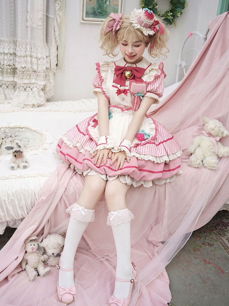 Berry Bubble Blossom Sweet Maid Lolita OP & Apron Set