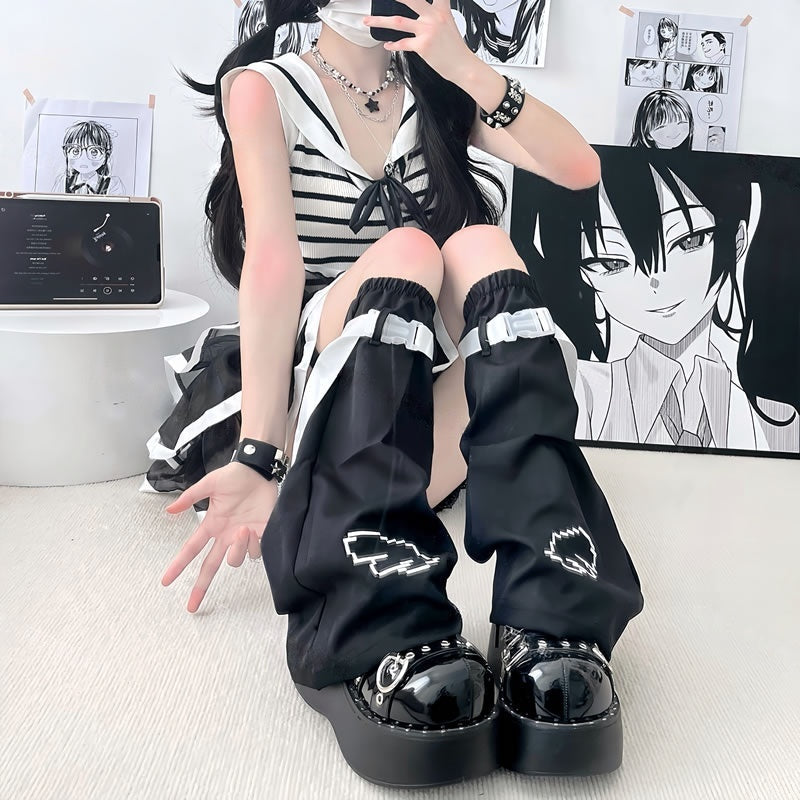 Y2K Blue & White Harajuku Leg Warmers