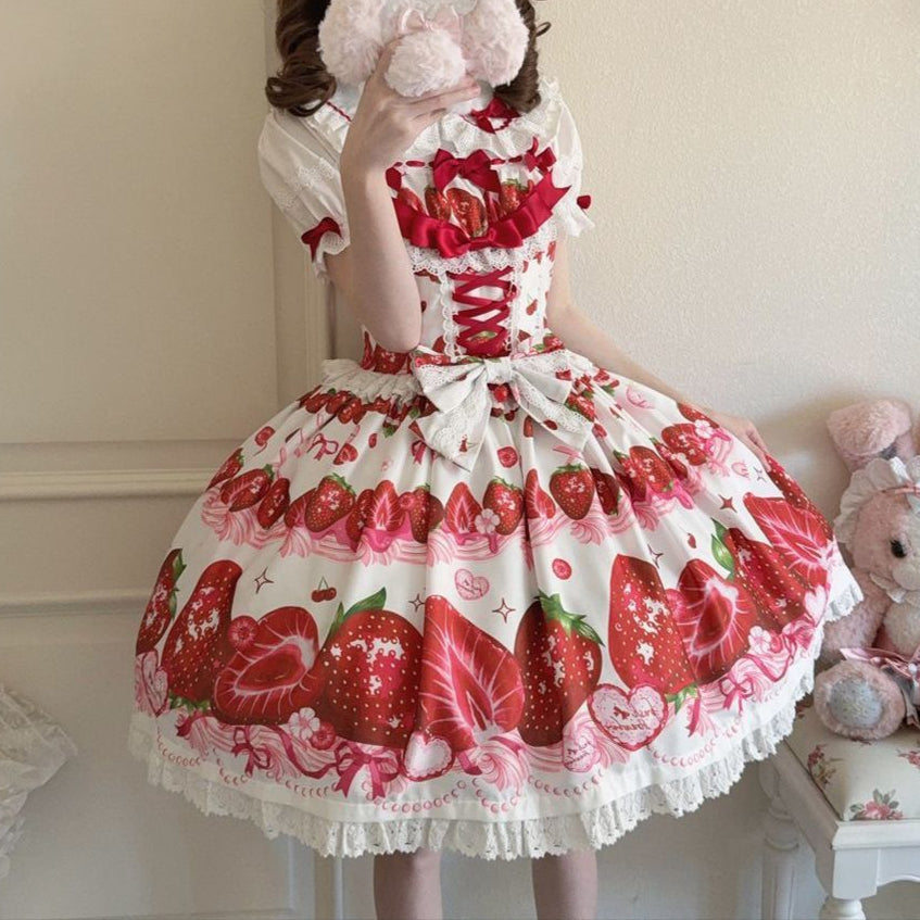 Lolita Sweet Strawberry Print JSK Dress LS1001