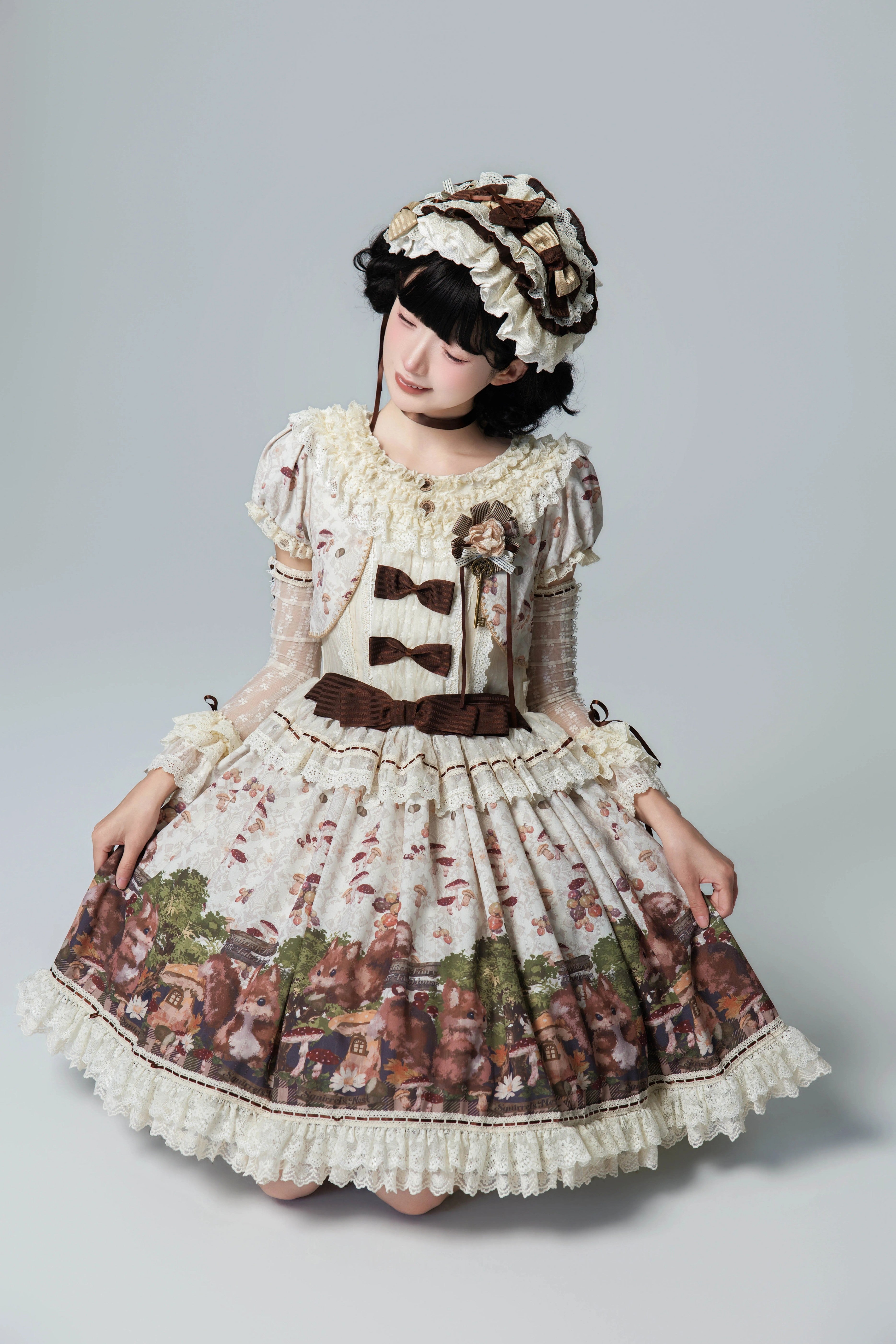 Magic Telegram Squirrel Fairytale Cottage Lolita Short OP