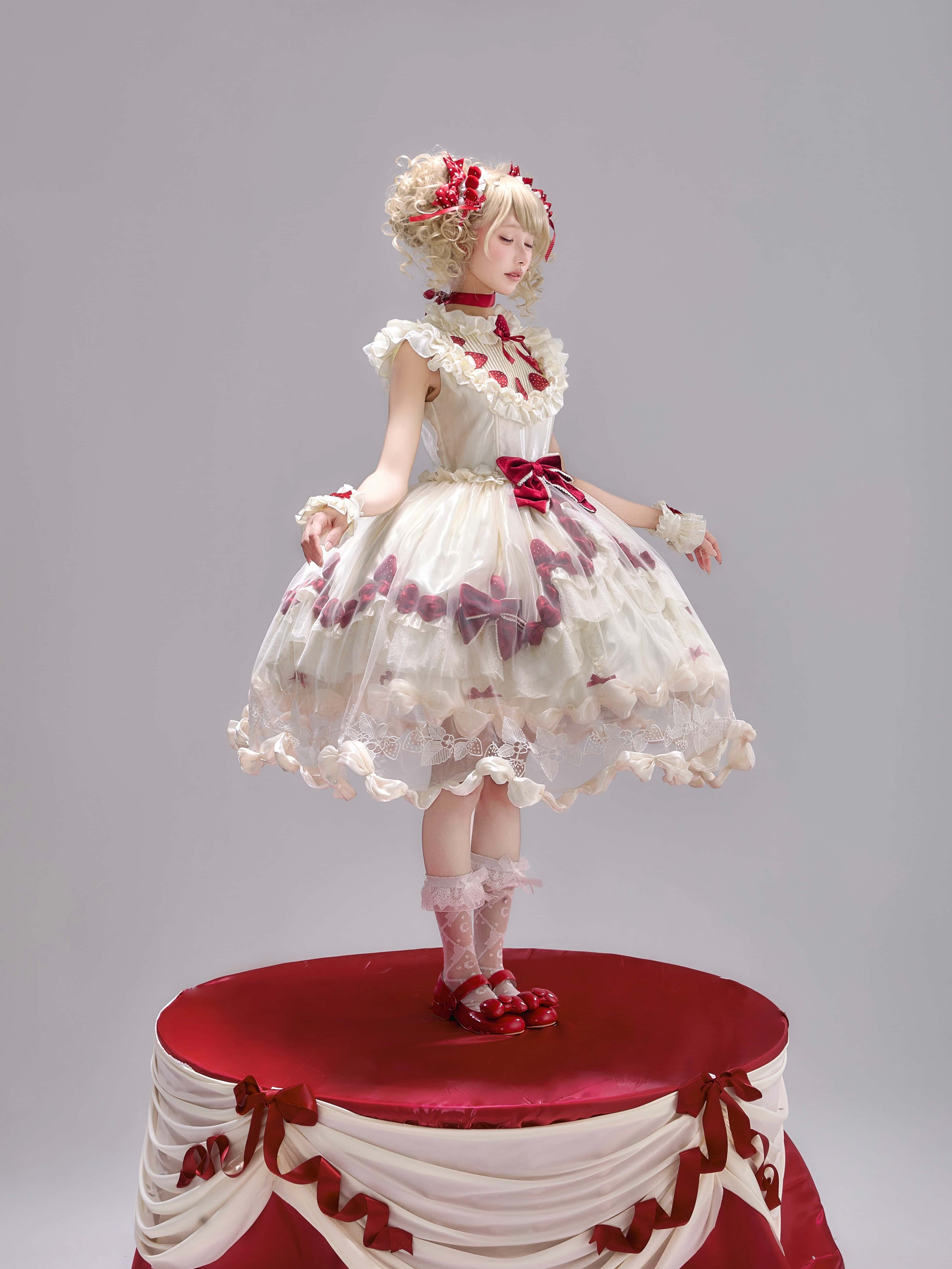 Strawberry Cream Cake Lolita OP Dress Set