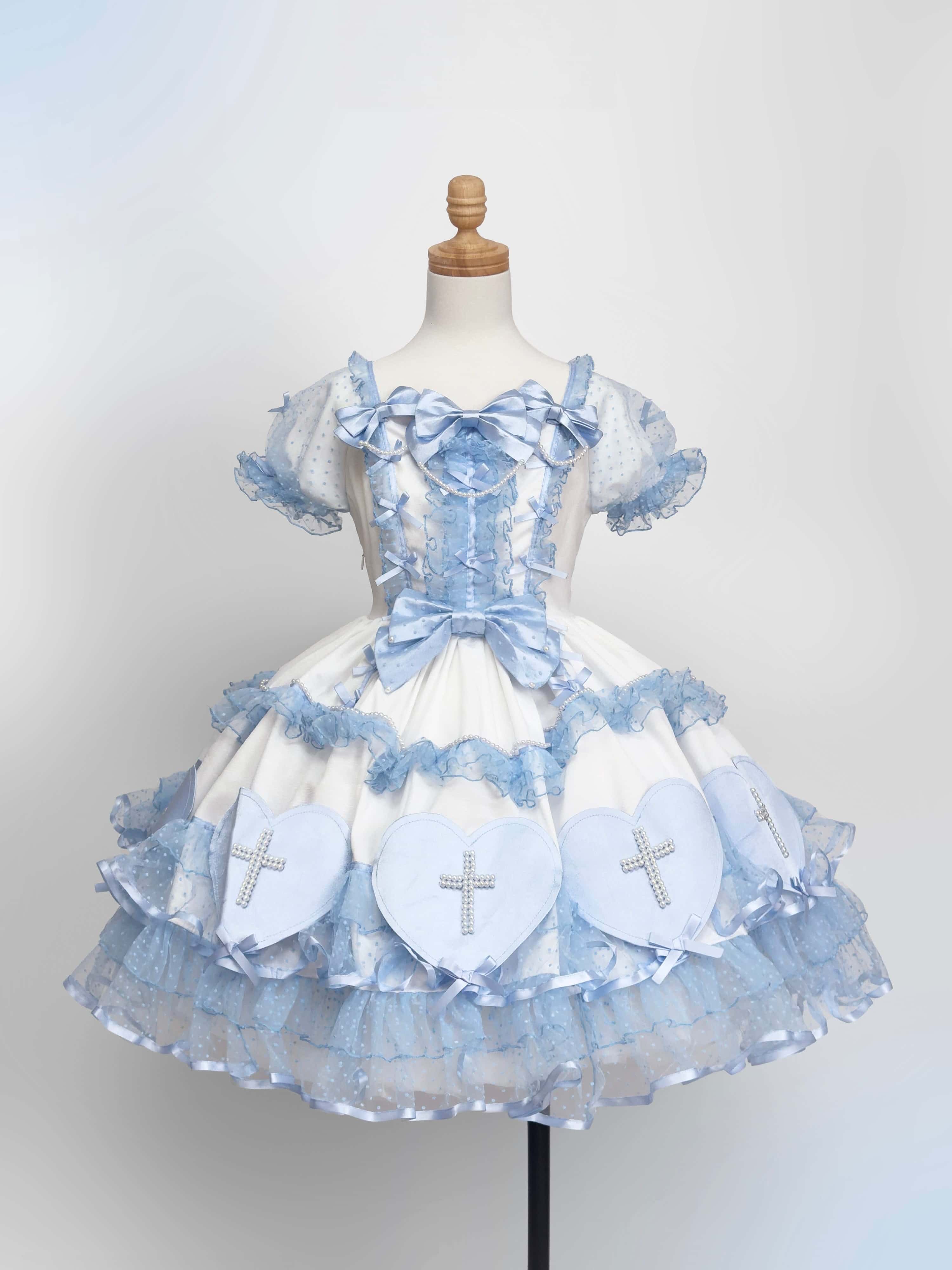 Showa Cross Lovers Lolita Blue White OP Dress