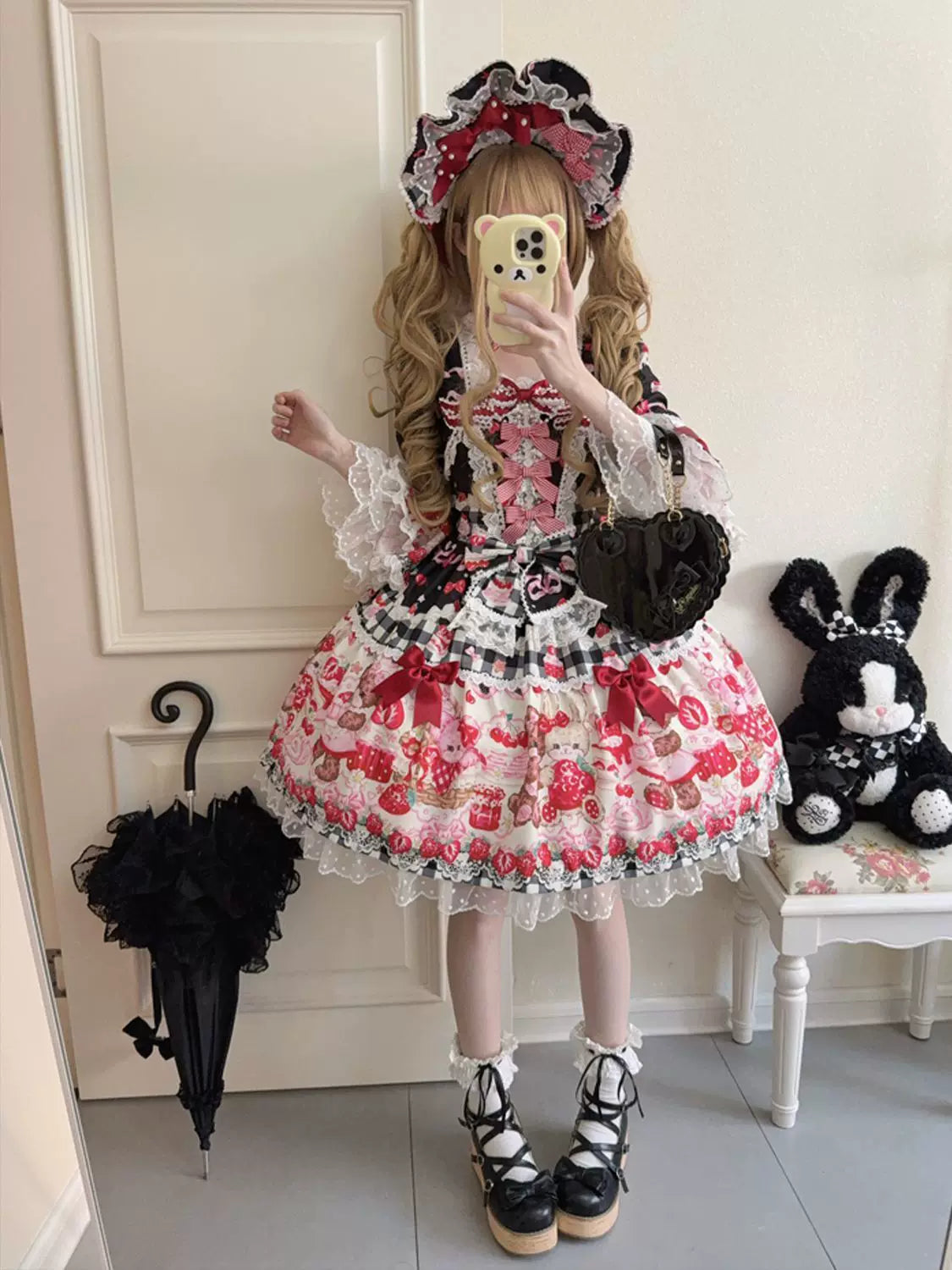 Sweet Berry Rabbit Bear Long Sleeve Sweet Lolita OP Dress