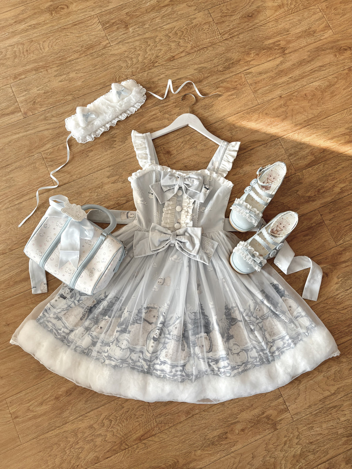 Snowman Bear Lolita Christmas Autumn Winter Furry JSK Dress