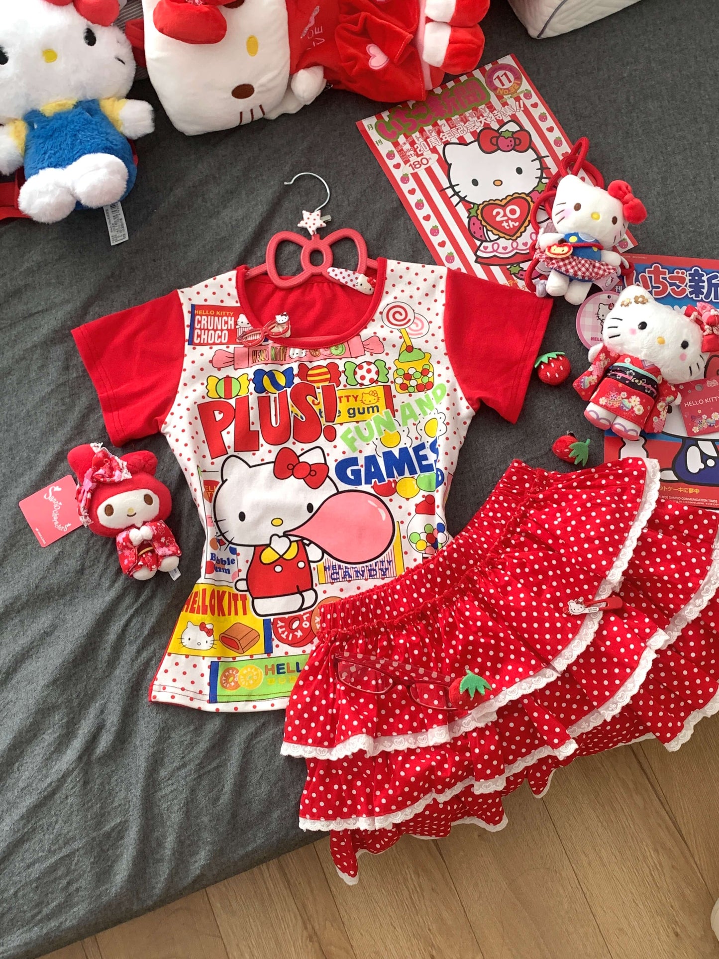 Y2K Kitty Dot Puff T-shirt Dress LE1083
