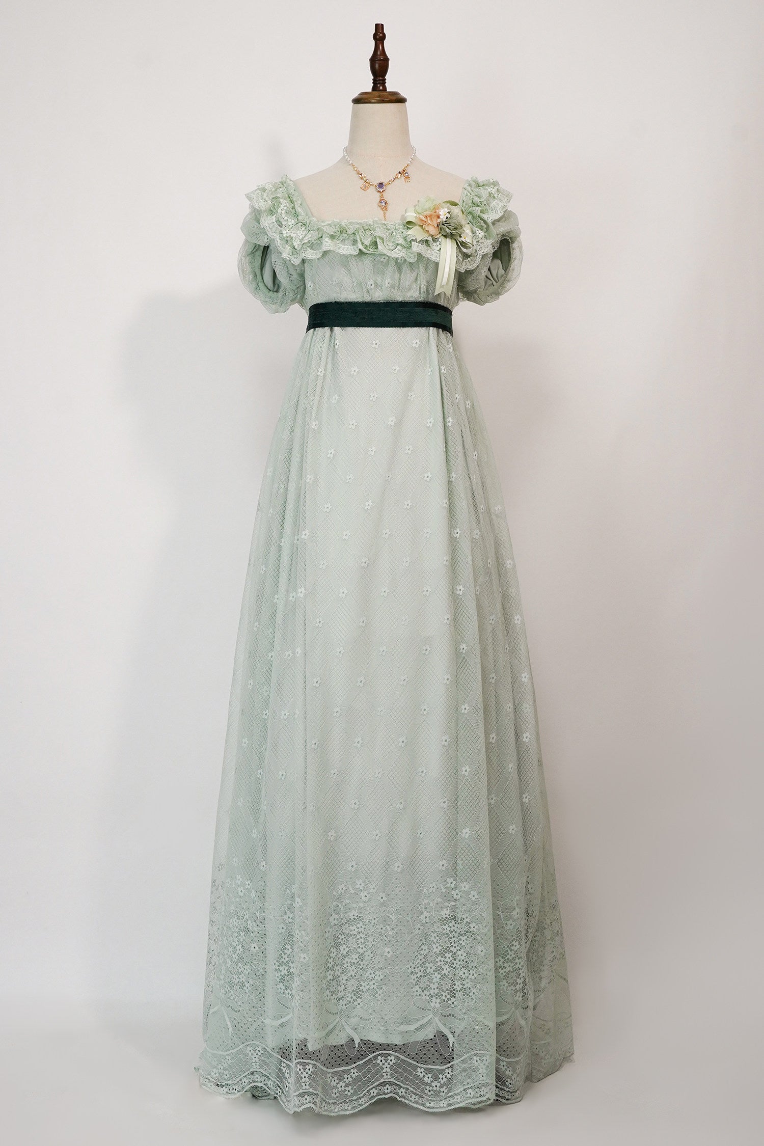 Bathing in Light Green Empire Waist Lolita OP Dress