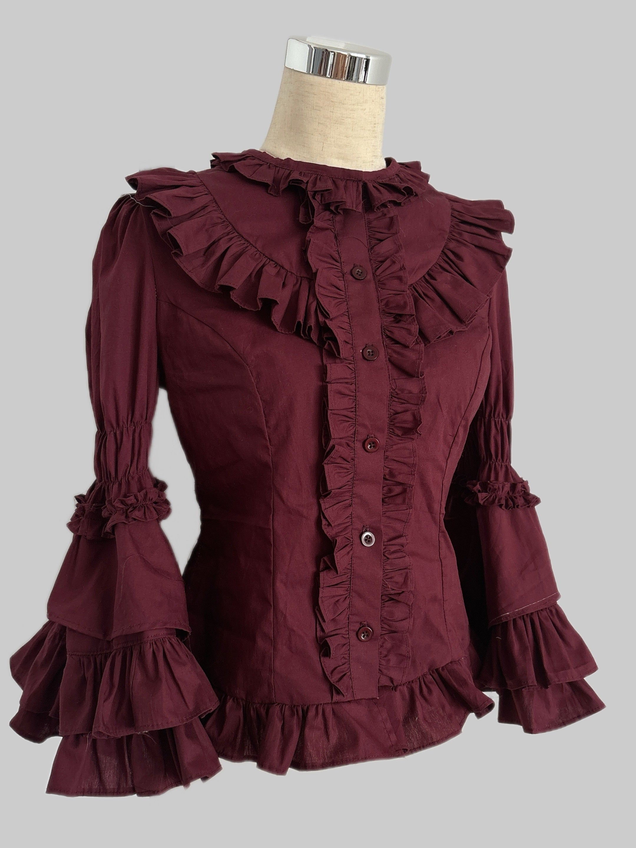 Burgundy Rose Classic Lolita JSK Vintage Japanese Rose Print