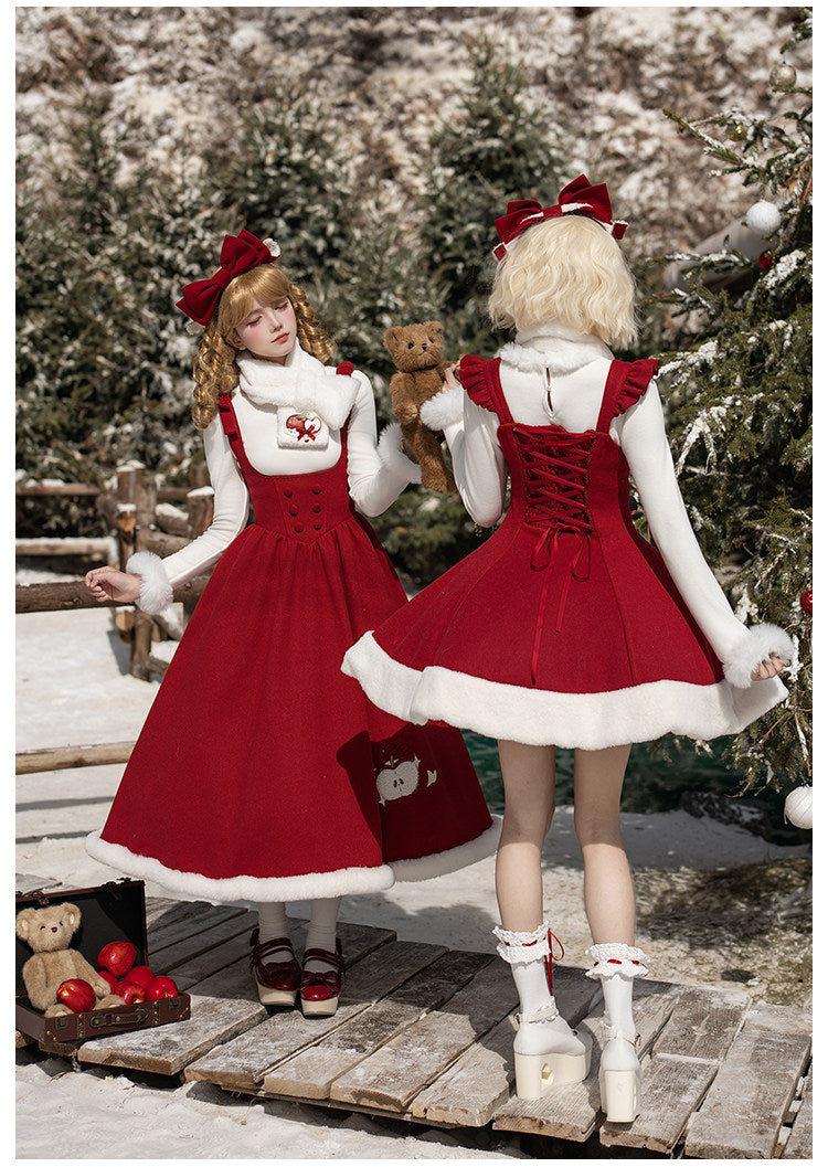 Peace Apple Lolita Christmas New Year Winter Bustier JSK & Cape Set