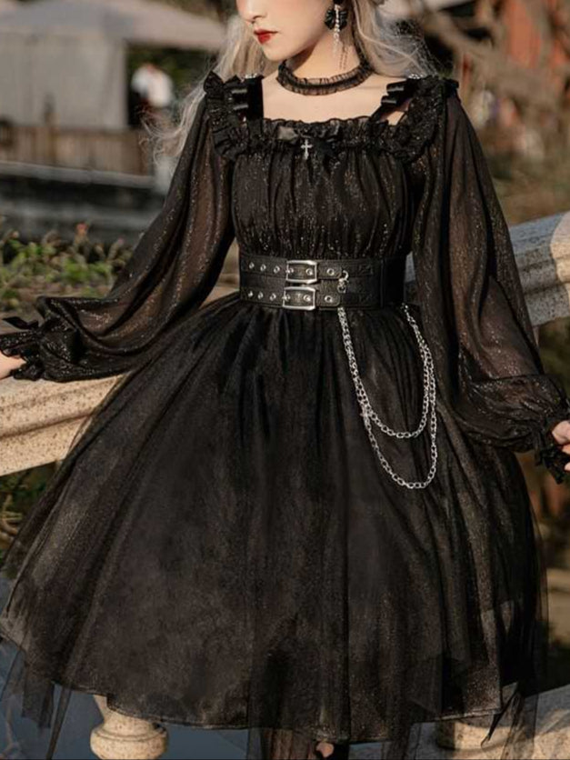 Lolita Gothic Black OP Dress LG1033