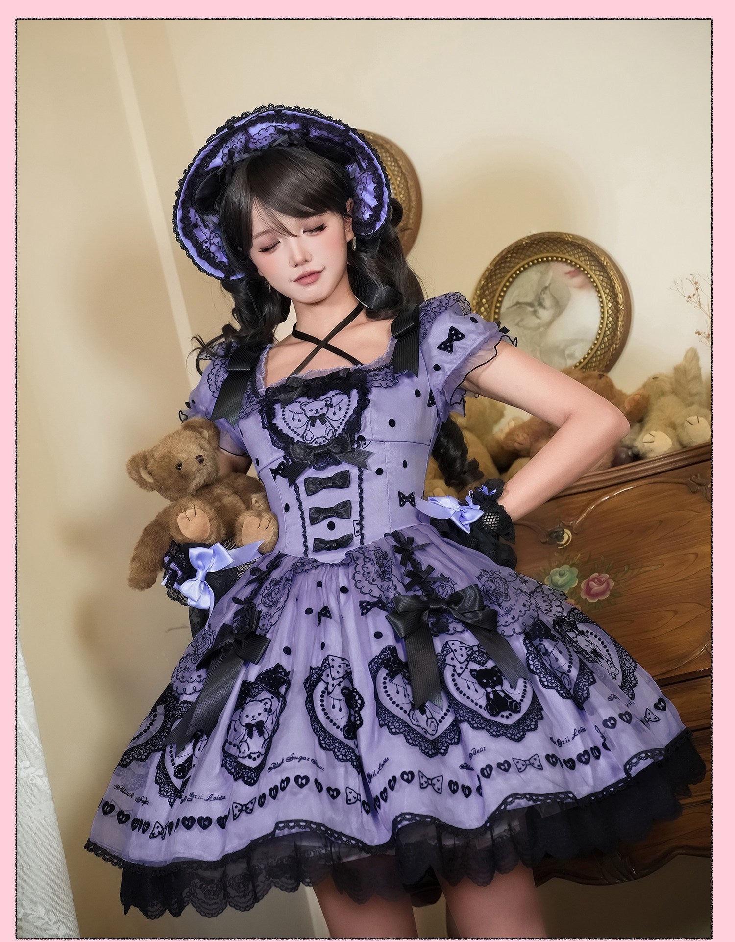 Black Sugar Bear Lolita Purple Dress