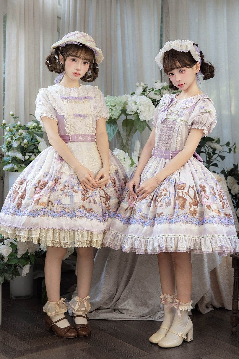Bear‑Garden Floral Tale Sweet Printed Lolita JSK / OP Dress