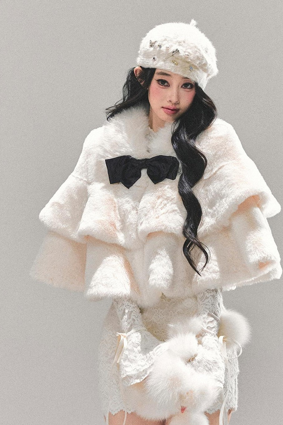 French Plush Warm Winter Cloak Cape