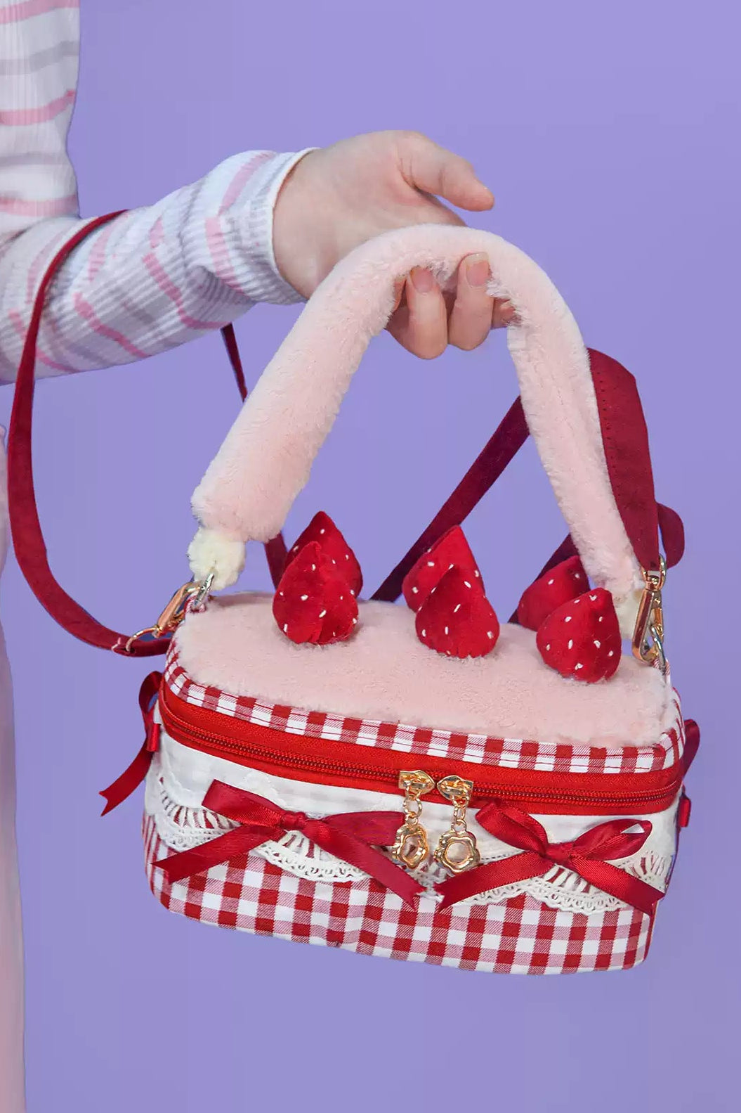 Strawberry Cake Gingham Sweet Lolita Crossbody Bag