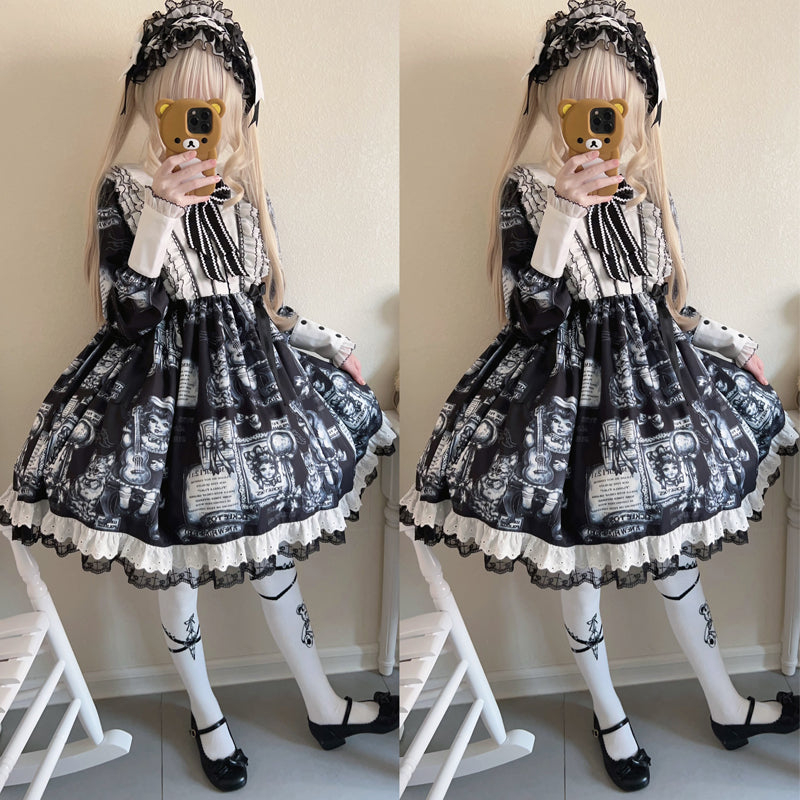 Lolita Gothic Long Sleeve Retro OP Dress LG1036