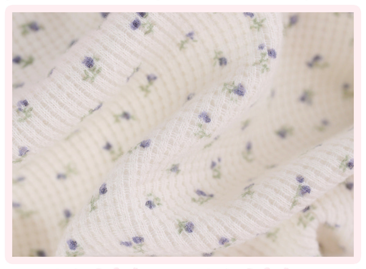 Cloud Floral White Doll Collar Faux Two-Piece Top White Floral Bloomers Girly Daily Set