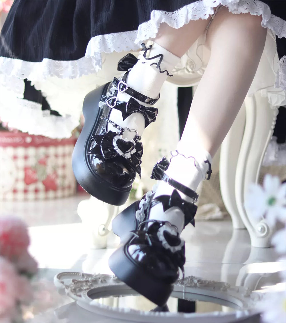 DokiDoki Sweet Lolita Platform Mary Jane Heart Buckle Bow Shoes