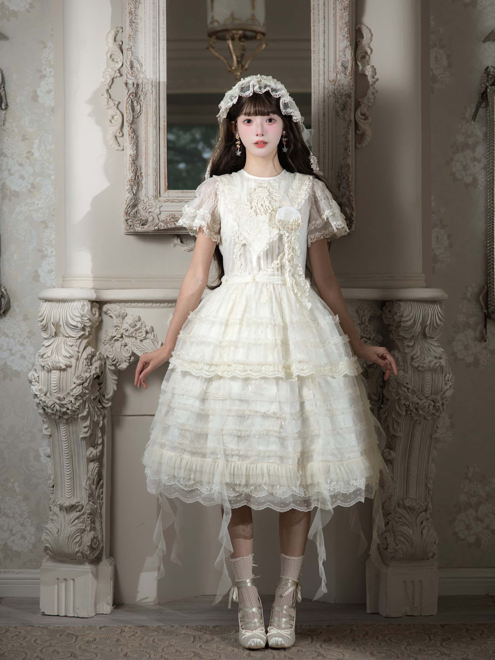 Colored Glaze Jellyfish Lolita Embroidered OP Dress