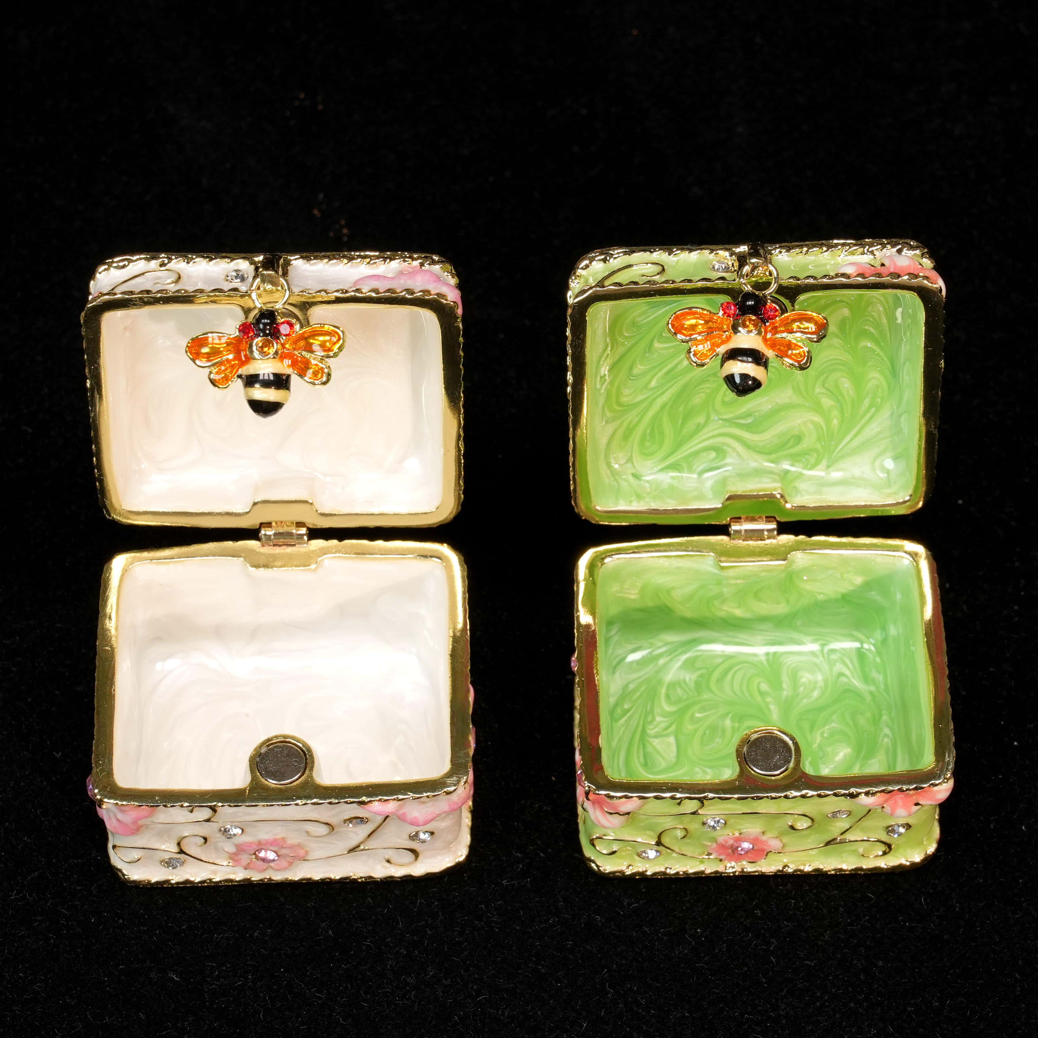 Treasure Chest Bee-Shaped Enamel Ring Jewelry Box Lolita Decor Gift