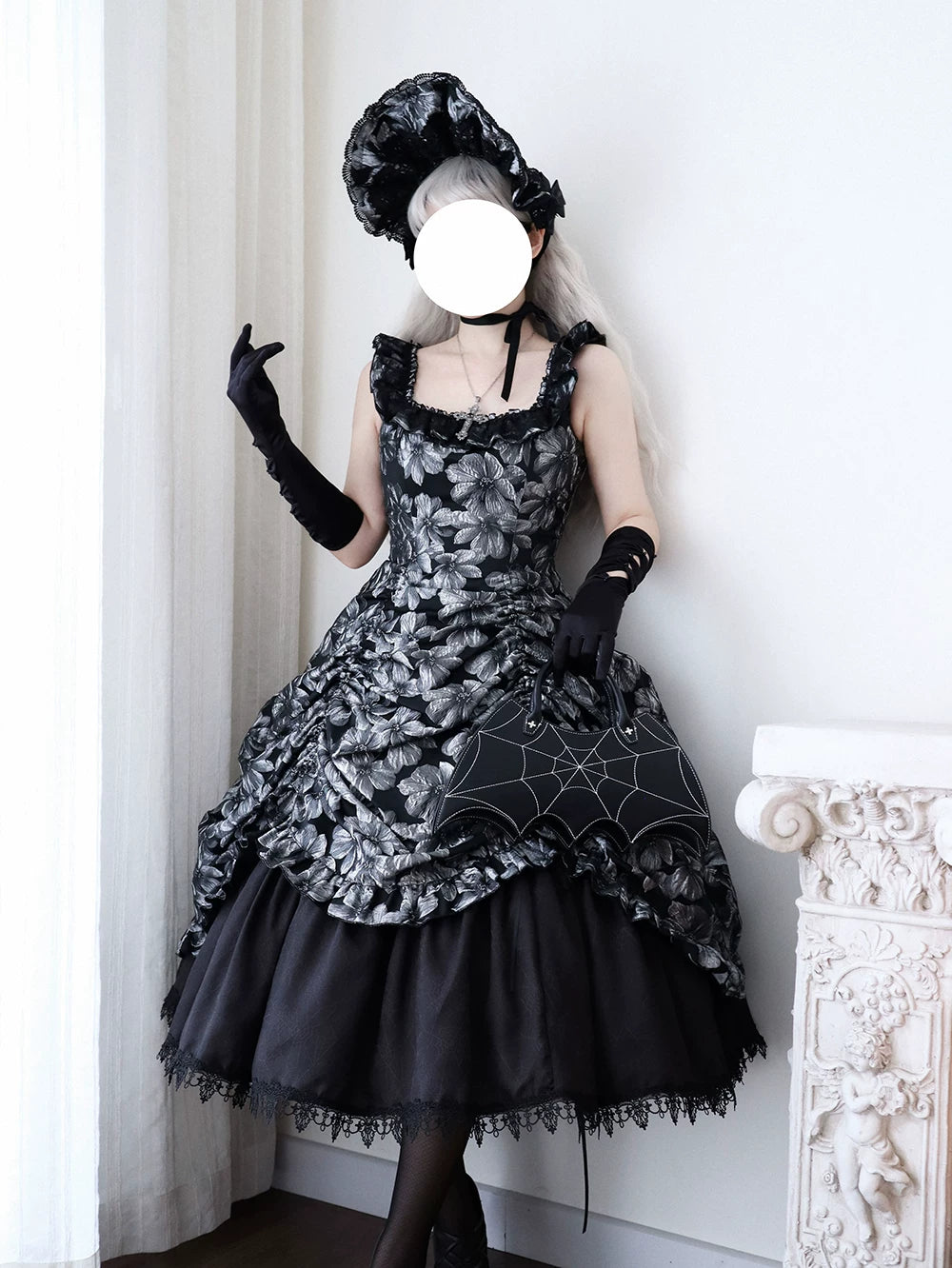 Nocturnal Lily Gothic Polka‑dot Lolita JSK