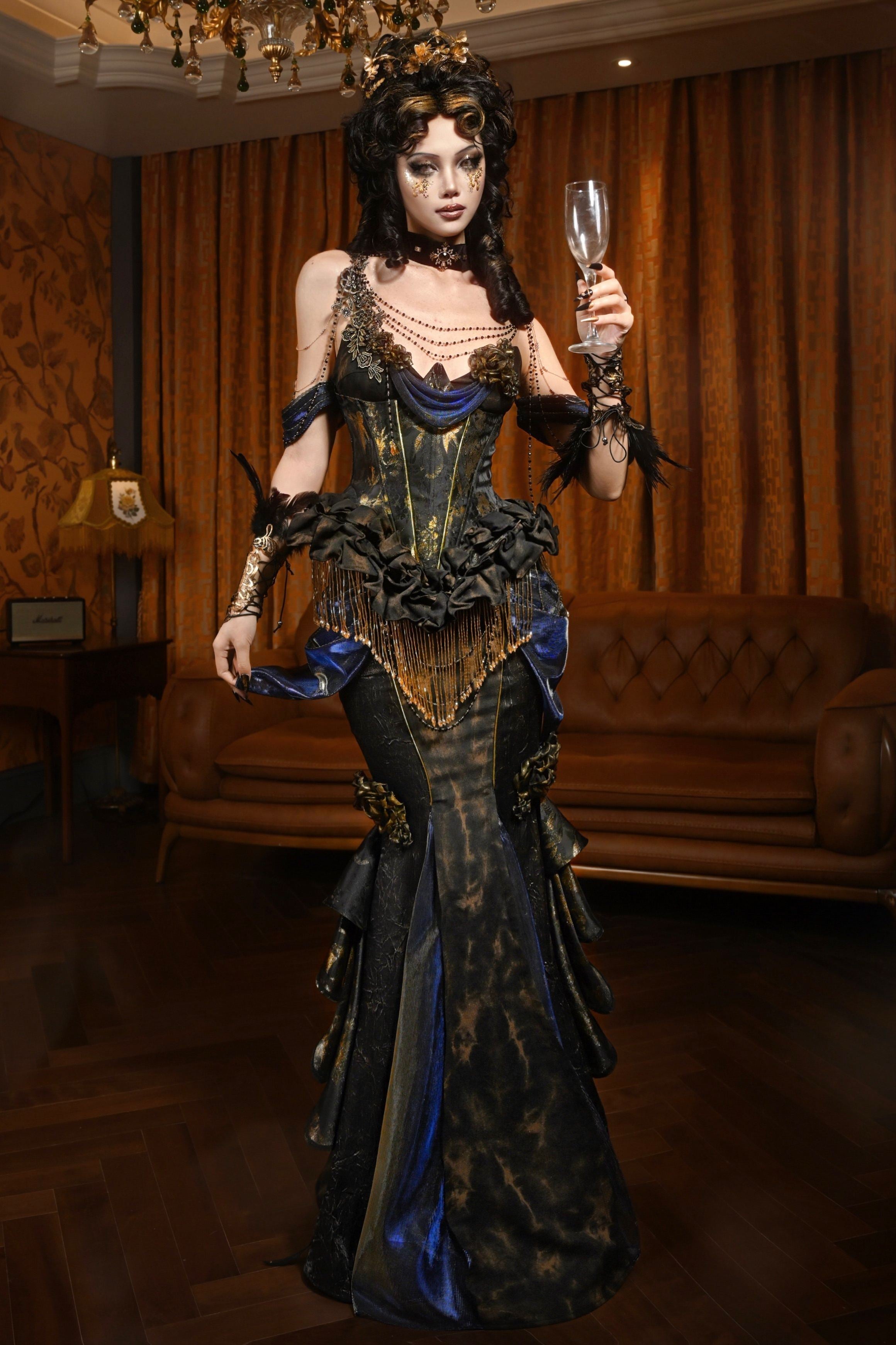 Lights Dusk Classic Boned Corset & Mermaid Skirt Set