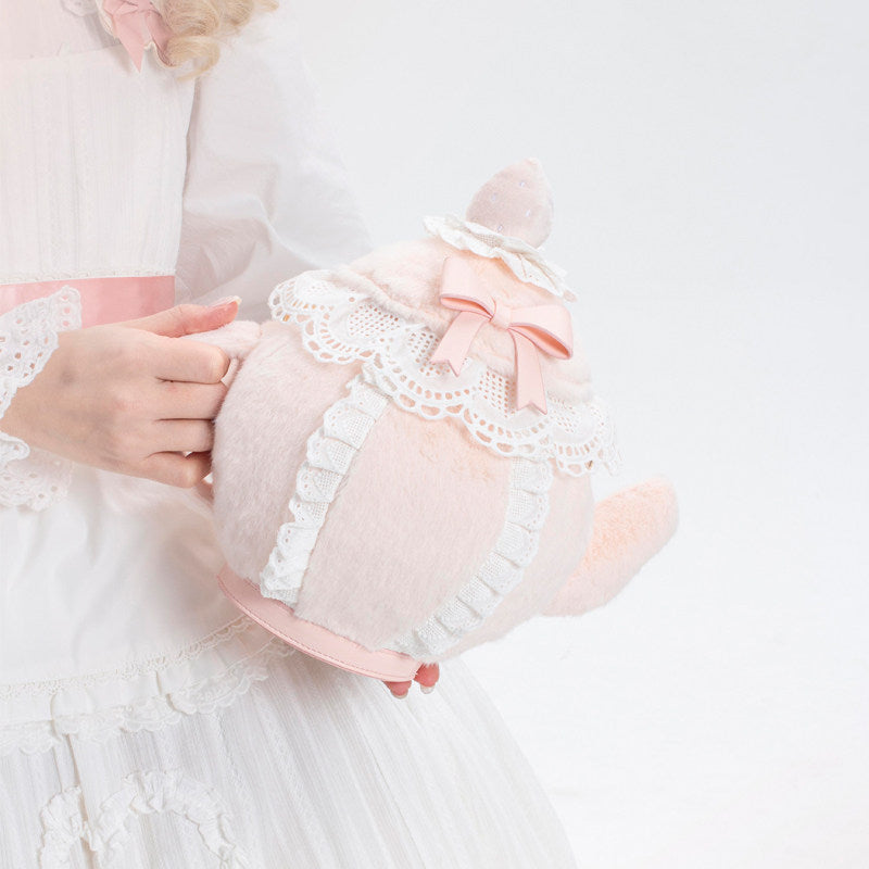 Plush Teapot Shaped Cute Plush Teapot Lolita Crossbody Bag