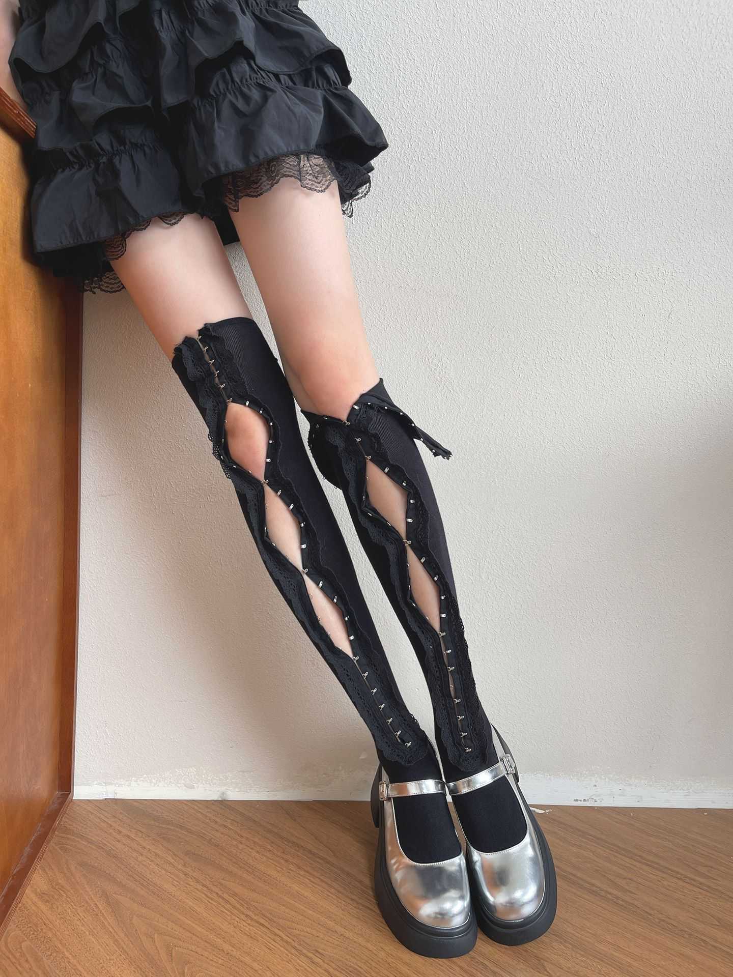Lolita Asymmetrical Bow Tie Socks