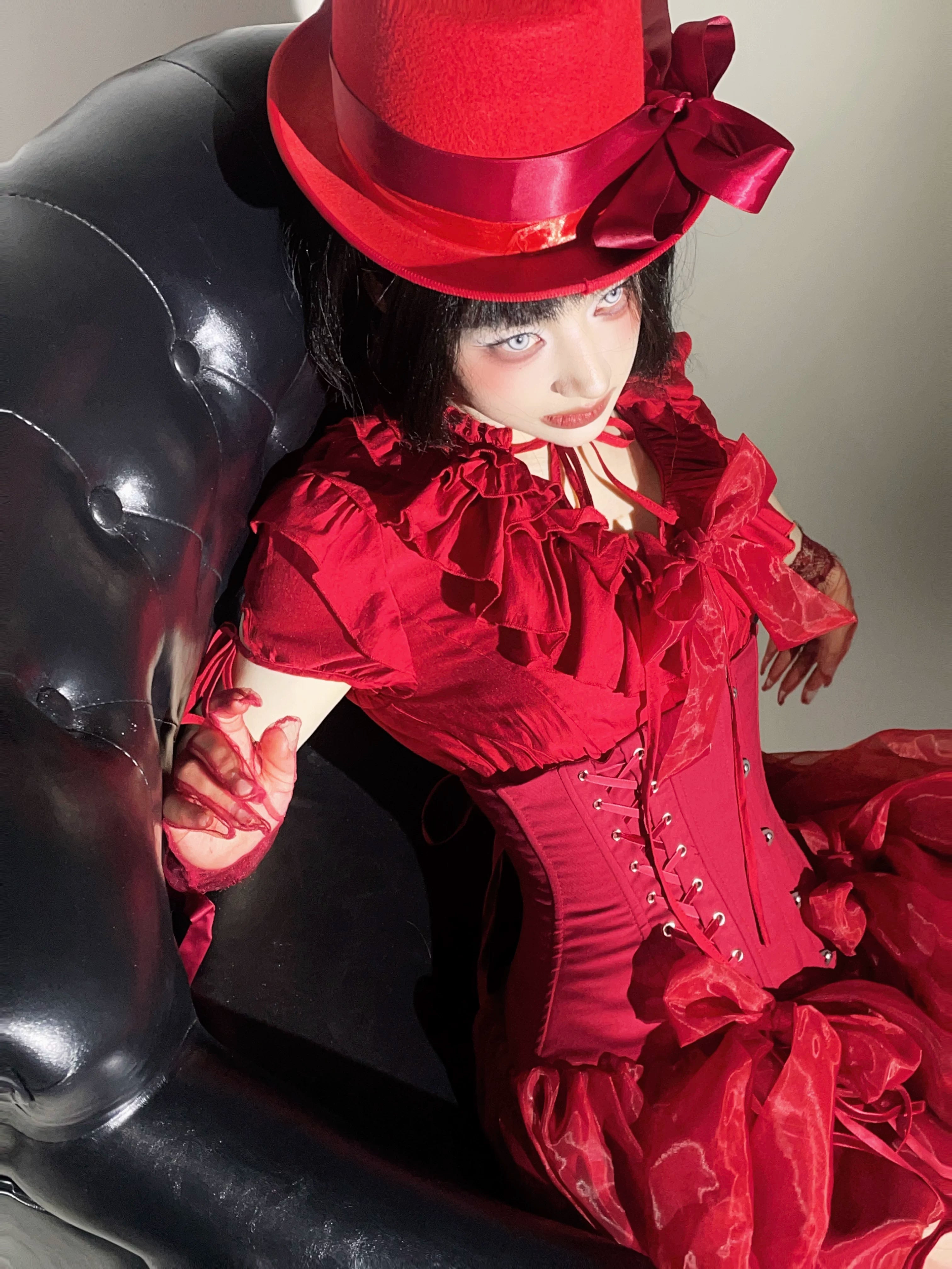 WONKA Gothic Lolita Red Top & Shorts Set
