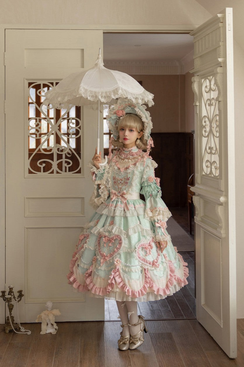 Mint Moonbeam Vintage Cake Lolita OP Dress